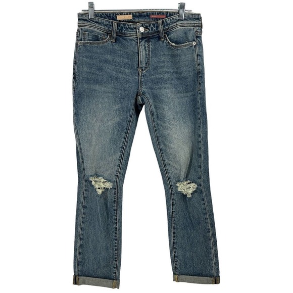 Pilcro Slim Fit Boyfriend Blue Pockets Distressed Denim High Rise Jeans Size 26 - Picture 1 of 9